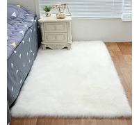 ZFHTAO Tapis Fourrure Artificielle Faux Toison Moquette Peau de Mouton Synthétique Super Moelleux Tapis Décoratif Coussin de Chaise Canapé Natte Personnalisable - Blanc 40x60cm