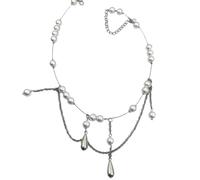 ZFHTJEKNCS Collier à pompons en perles en forme de gouttelettes d’eau avec un sens du design unique, luxueux et une chaîne de col française haut de gamme.