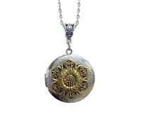 ZFHTJEKNCS Collier Camée tournesol, vintage, disque sculpté, tournesol doré, cortège nuptial, cadeau pour elle, collier ras-du-cou pour femmes