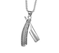 ZFHTJEKNCS Collier de barbier en acier inoxydable pour hommes mode pendentif en titane en acier populaire