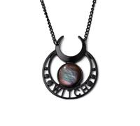 ZFHTJEKNCS Collier en croissant noir, gothique, accessoire de sorcière, païen, pierre violette sang, Vintage, mystère, Charme de lune, collier ras-du-cou féminin