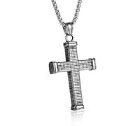 ZFHTJEKNCS Collier en croix carrée en acier titane européen et américain, pendentif en forme de croix tendance en acier inoxydable moulé