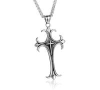 ZFHTJEKNCS Collier en forme de croix pour hommes en acier titane Pendentif minimaliste en acier inoxydable moulé