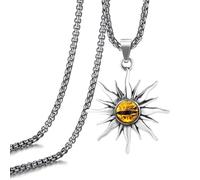 ZFHTJEKNCS Collier Œil de Démon du Dieu du Soleil Étranger Pendentif personnalisé unique en titane haut de gamme pour hommes