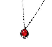 ZFHTJEKNCS Collier pendentif à breloques rouge sang de lune gothique pour femmes Mode sorcière vampire chaîne en cristal noir