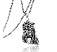 ZFHTJEKNCS Collier pendentif hip-hop moulé en acier inoxydable ; Chaîne de pulls portraits européens et américains en acier titane
