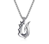 ZFHTJEKNCS Collier pour hommes en acier inoxydable Wolf Tooth, couple coréen Accessoires à la mode, chauds, simples et dominants Pendentif de flammes