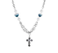 ZFHTJEKNCS Collier unisexe hip-hop à tendance nationale à dégradé de trois couleurs à blocs de croix en forme de dégradé de couleurs pour hommes et femmes