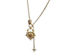ZFHTJEKNCS Collier viral vintage pendentif en forme de cœur « Eternal Love » Style Franges Style rétro