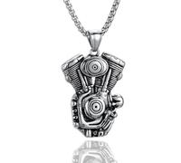 ZFHTJEKNCS Commerce extérieur pendentif moteur en acier titane transfrontalier, collier vintage en acier inoxydable moulé pour hommes