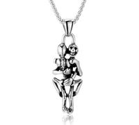 ZFHTJEKNCS Couple rétro européen et américain collier en acier titane en forme de crâne ne me quitte jamais, pendentif en acier inoxydable en forme de crâne qui t’aime à la folie