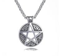 ZFHTJEKNCS Fabricant : pendentif en étoile à cinq branches en acier titane collier en acier inoxydable, symbole mystérieux creux pour hommes