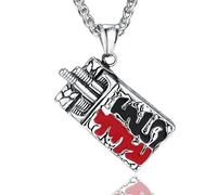 ZFHTJEKNCS Ouvre-boîte de cigarettes rétro assorti bien et mal transfrontalier Pendentif en acier inoxydable européen et américain pour hommes collier créatif personnalisé en titane