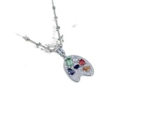 ZFHTJEKNCS Palette de couleurs Incrustation de pierre colorée Panneau de peinture Collier Collier pour femmes Anneau de superposition