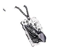 ZFHTJEKNCS Pendentif double face en acier titane pour le bien et le mal mains de prière en acier inoxydable personnalisé européen et américain
