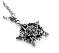 ZFHTJEKNCS Pendentif en forme de crâne moulé en acier inoxydable ; collier vintage à six branches pour hommes en acier titane ;