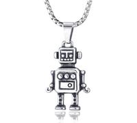 ZFHTJEKNCS Pendentif robot en acier titane collier vintage moulé en acier inoxydable personnalisé pour hommes accessoires pour hommes