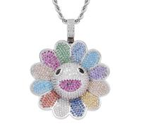 ZFHTJEKNCS Takashi Murakami collier pendentif tournesol coloré avec micro-pavés, plein, rotative, en stock