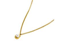 ZFHTJEKNCS Version coréenne collier pendentif en perles fourneau Chaîne complète en acier en titane Simple Élégante Fille