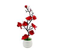 ZFIHAV Bonsaïs Artificiels Plantes artificielles Bonsaï Petit Arbre Simulation en Pot Fausses Fleurs Table Ornements Décoration de la Maison Hôtel Jardin Décor(Red)