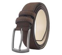 ZFIHAV Ceinture Homme Ceinture en Daim for Hommes, 2 pièces, Tendance rétro, Boucle en Alliage, Grande Taille pour Jeans(Coffee,105cm)