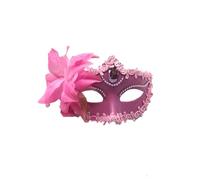 ZFIHAV Masque de diamant for fête danse, 6 pièces, plumes, Costume spectacle carnaval mariage, masque dame Sexy, mascarade(Pink)