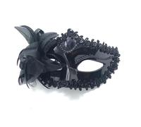 ZFIHAV Masque de diamant for fête danse, 6 pièces, plumes, Costume spectacle carnaval mariage, masque dame Sexy, mascarade(Black)