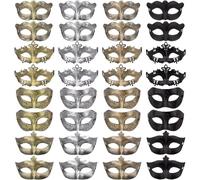 ZFIHAV Masques de couleur antiques for fête Mardi Gras, 32 pièces, accessoires, spectacle