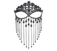 ZFIHAV Masques faciaux en voile à pampilles strass for femmes, chaînes complètes, mascarade, fête de danse, spectacle, accessoires Sexy(Style04)