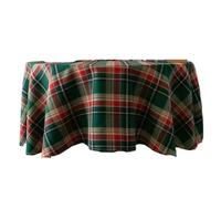 ZFIHAV Nappe De Banquet Nappe Ronde à Carreaux, Couverture de Table, décoration noël for réunion Famille, Restaurant, fête, dîner, la Maison(Green Plaid,90CM)