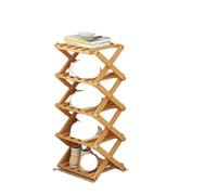 ZFIHAV Porte-Chaussures Pliant Étagère à Chaussures en Bois 2-6 Niveaux for Usage Domestique, étagère Simple et Respirante, de Rangement Pliable multifonctionnelle(A-5 Layers)
