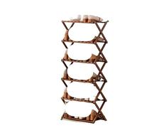 ZFIHAV Porte-Chaussures Pliant Étagère à Chaussures en Bois Forme de X, Installation Gratuite Multicouche Pliante, Gain Place, étagère Rangement for Meubles Maison(6 Layer 50cm Dark Brown)
