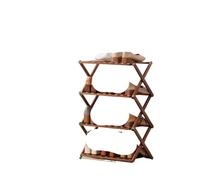 ZFIHAV Porte-Chaussures Pliant Étagère à Chaussures en Bois Forme de X, Installation Gratuite Multicouche Pliante, Gain Place, étagère Rangement for Meubles Maison(4 Layer 50cm Dark Brown)