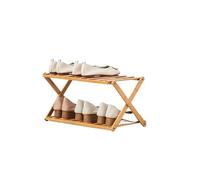 ZFIHAV Porte-Chaussures Pliant Étagère à Chaussures Pliante en Bois 2/3 Couches, Organisateur de Meubles, étagère Rangement Pliantes, Pantoufles Salle Bain(2 Layers)