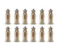 ZFIHAV Sac à Vin Lot de 12 Sacs À Vin en Toile Jute for Mariage, Anniversaire, Multicolores, avec Cordons Serrage, Étiquettes, Cordes(Beige)