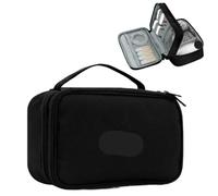 ZFIHAV Sac D'organisation des Câbles Sac de Voyage Grande capacité for Gadget USB, boîte Rangement for écouteurs, Sac for câbles données, Organisateur Batterie Externe(Double Layer-Black-A)
