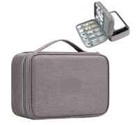 ZFIHAV Sac D'organisation des Câbles Sac de Voyage Grande capacité for Gadget USB, boîte Rangement for écouteurs, Sac for câbles données, Organisateur Batterie Externe(Double Layer-Brown-B)