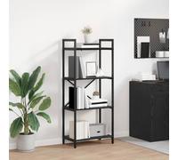 ZfiPhranillas Bibliothèque noire aspect chêne 56 x 34 x 133,5 cm, étagère sur pied à 4 niveaux avec cadre en acier, design industriel moderne pour la maison, le bureau, le salon, le bureau