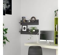 ZfiPhranillas Lot de 2 étagères murales en bois - Gris brillant - 80 x 11,5 x 18 cm - Design moderne - Robuste et durable - Idéal comme bibliothèque ou étagère décorative pour salon, chambre à coucher