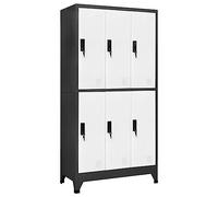 ZfiPhranillus Armoire à casiers verrouillables Anthracite/blanc 90 x 45 x 180 cm En acier Design moderne Armoire de bureau vestiaire avec 6 compartiments verrouillables pour l'école, le bureau et la