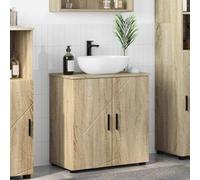 ZfiPhranillus Armoire de salle de bain moderne en chêne Sonoma - 61 x 35 x 64 cm - Avec 2 portes et pieds en métal - Meuble sous-vasque autoportant - Pour salle de bain, invités, WC