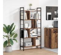 ZfiPhranillus Bibliothèque en bois recyclé 75 x 30 x 156 cm - Cadre en acier - Design moderne - Robuste et durable - Pour loft, salon, bureau, chambre à coucher