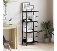ZfiPhranillus Bibliothèque en chêne noir - 50 x 33 x 117,5 cm - Étagère autoportante moderne avec 3 compartiments en acier et bois - Pour salon, chambre à coucher, bureau