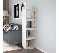 ZfiPhranillus Bibliothèque en pin massif - Blanc - 40 x 35 x 135 cm - Séparateur de pièce étroit avec design moderne - Support stable et durable - Pour salon, couloir, chambre à coucher