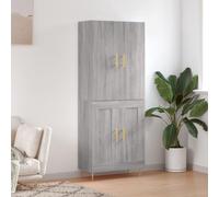ZfiPhranillus Buffet haut gris Sonoma 69,5 x 34 x 180 cm, matériau à base de bois et métal, buffet moderne avec espace de rangement, combinaison de couloir, salon, chambre à coucher