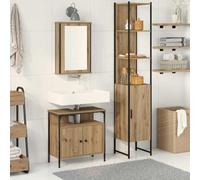 ZfiPhranillus Ensemble de meubles de salle de bain, 3 pièces, en chêne artisanal, avec miroir, étagère, largeur : 115 cm, look maison de campagne moderne, robuste et durable, pour petites et grandes