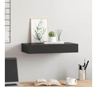ZfiPhranillus Étagère flottante, avec tiroir, noire, 48 x 25 x 8 cm, étagère murale moderne en MDF durable, montage invisible pour chambre à coucher, couloir et bibliothèque