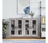 ZfiPhranillus Lot de 2 armoires murales en matériau dérivé du bois avec porte en verre - Gris Sonoma - 69,5 x 34 x 90 cm - Armoires suspendues peu encombrantes comme buffet ou petite commode pour