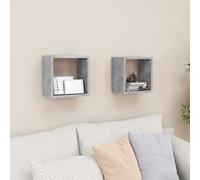 ZfiPhranillus Lot de 2 étagères murales cubiques - En bois - Design moderne - Robuste - Pour salon, cuisine, chambre à coucher, décoration et livres - Gris béton - 26 x 15 x 26 cm