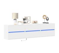 ZfiPhranillus Meuble TV mural blanc 180 x 31 x 45 cm avec support LED RVB robuste pour salon et chambre à coucher